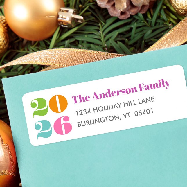 Custom Number New Year Colorful Bold Modern Name Label (Creator Uploaded)