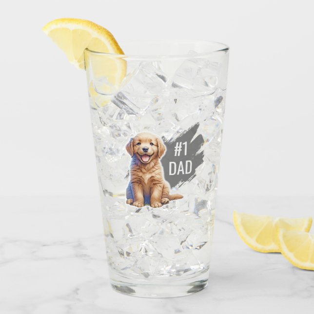 Custom Number One Dad Drinking Glass (Front Ice)
