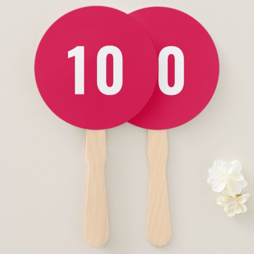 Custom Number  Red Pink Event Game Score Hand Fan