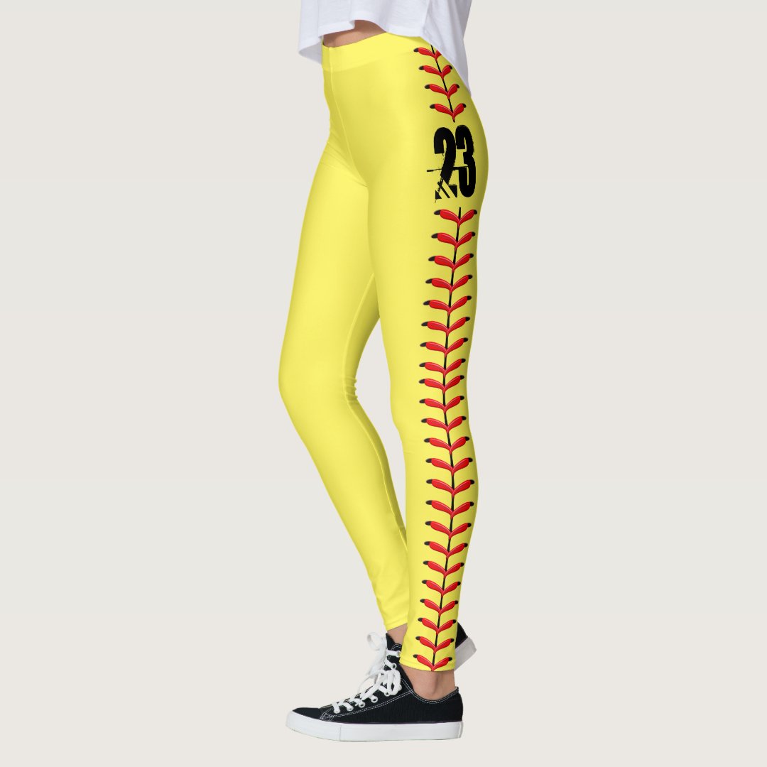 Custom Number Softball Leggings | Zazzle