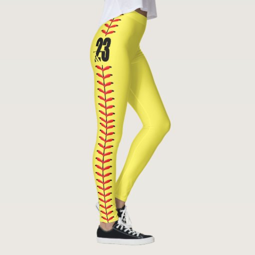 Custom Number Softball Leggings | Zazzle