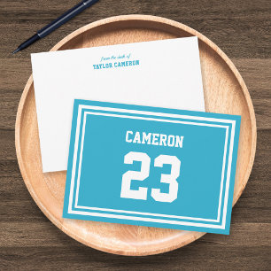 Custom Number Stripes Sporty Team Colors Note Card