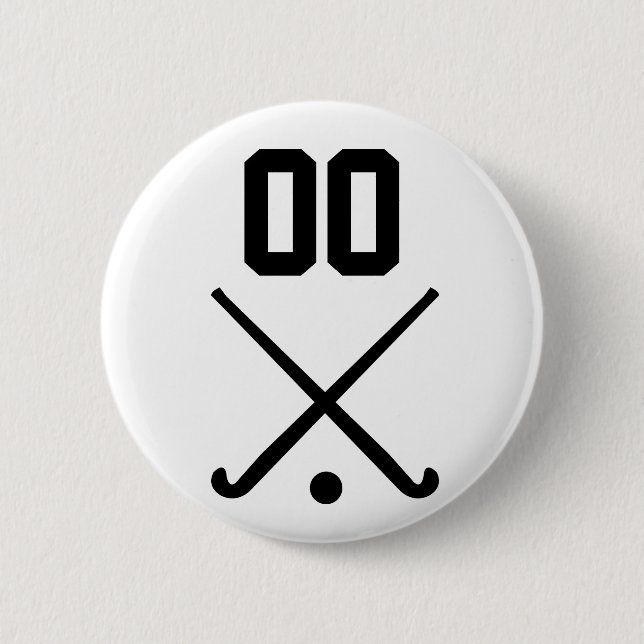 Custom Number Team Field Hockey Button (Front)