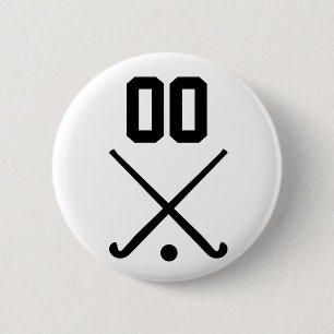 Custom Number Team Field Hockey Button