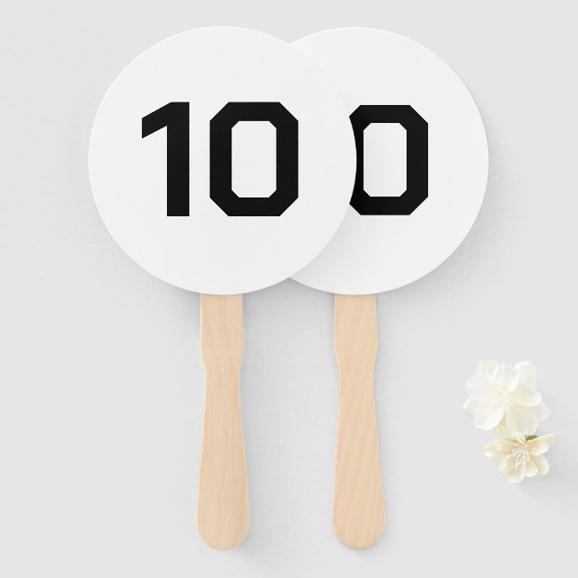 Custom Number | white Black Event Game Score  Hand Fan (Front and Back)