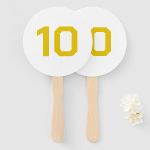 Custom Number White Gold Event Game Score Hand Fan