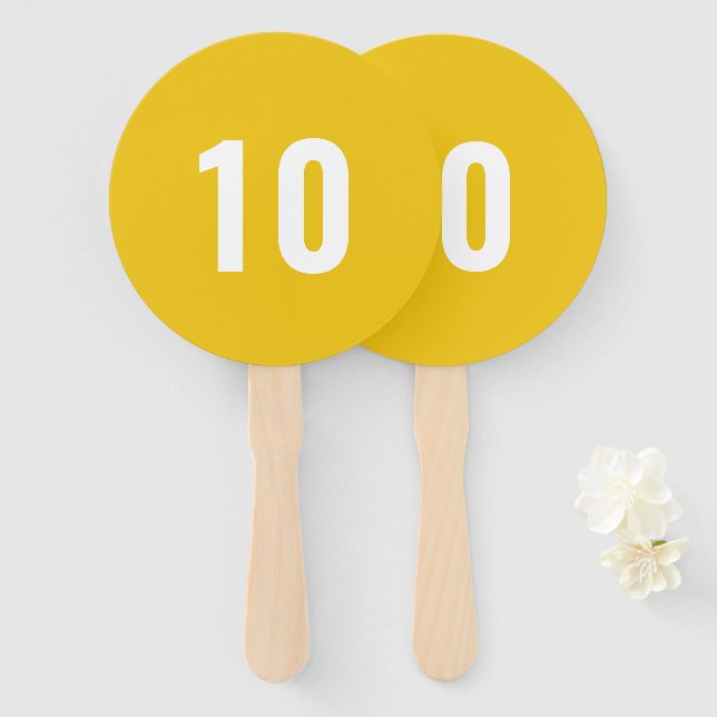 Custom Number | Yellow Event Game Score Hand Fan (Front and Back)