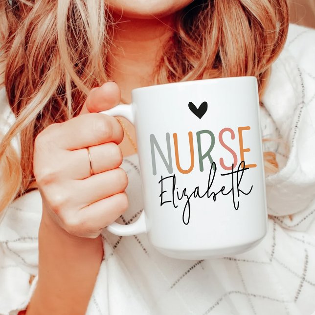 Custom Nurse Birthday Mug Gift for RN, LPN or CNA (Funny Nurse Mug Gift for Her – Personalized Colorful Coffee Cup for RN or Student)