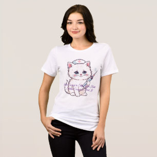 Custom Nurse Cat "Cute but Skilled" Tri-Blend Shirt
