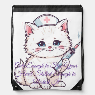 Custom Nurse Cat Skilled Enough Drawstring Bag