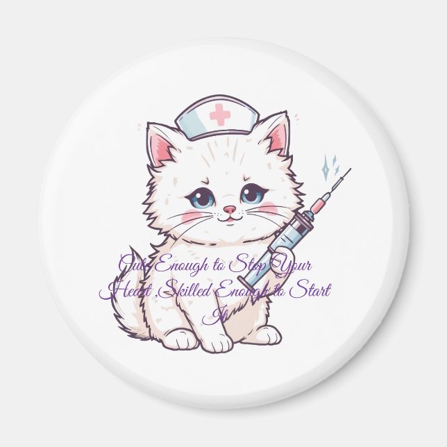 Custom Nurse Cat Skilled Enough Magnet (Front)