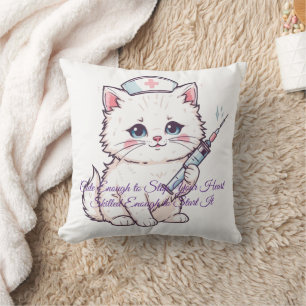 Custom Nurse Cat Throw Pillow