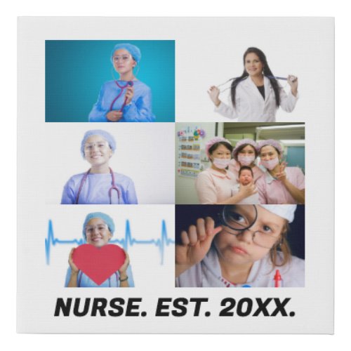 Custom Nurse EST 20XX 6 photo collage  Faux Canvas Print