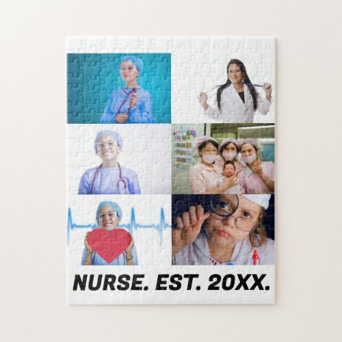 Custom Nurse EST 20XX 6 photo collage  Jigsaw Puzzle