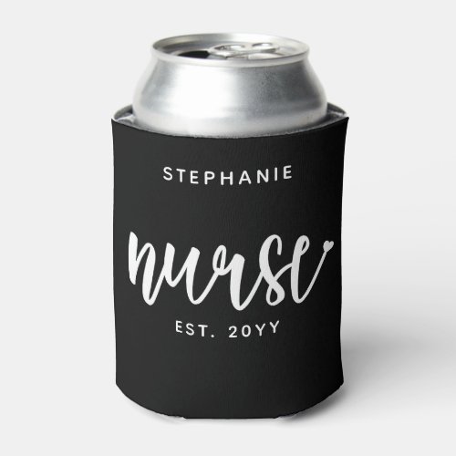 Custom Nurse Est Typography Nurse RN graduation Can Cooler