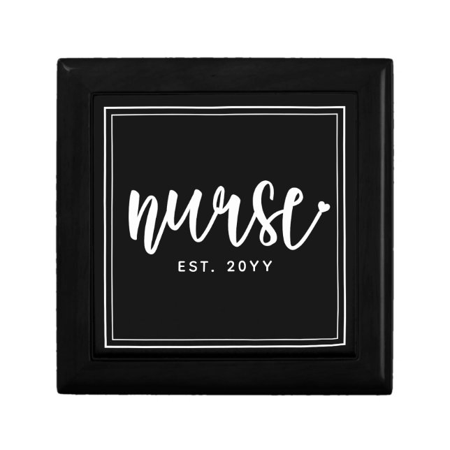Custom Nurse Est Typography Nurse RN graduation Gift Box (Front)