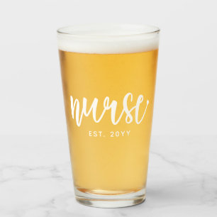 Custom Nurse Est Typography Nurse RN graduation Glass