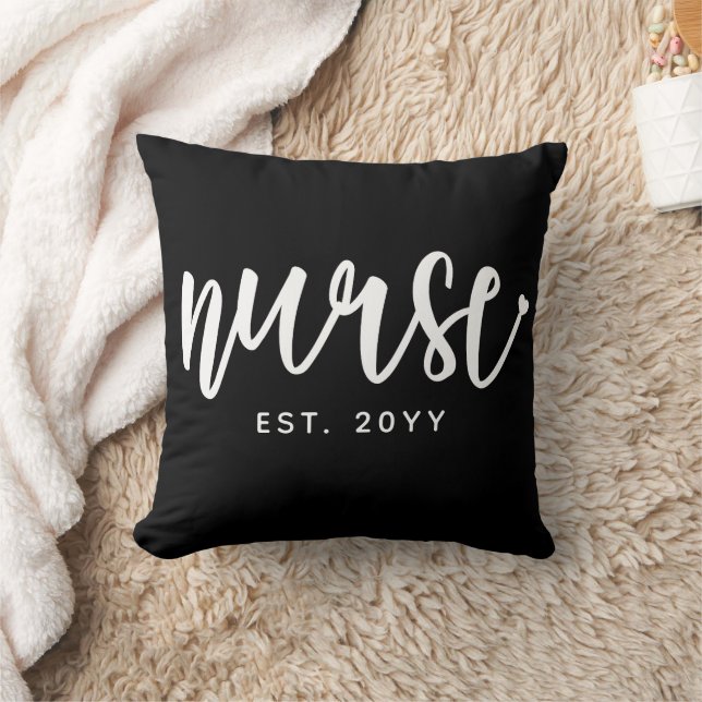 Custom Nurse Est Typography Nurse RN graduation Throw Pillow (Blanket)