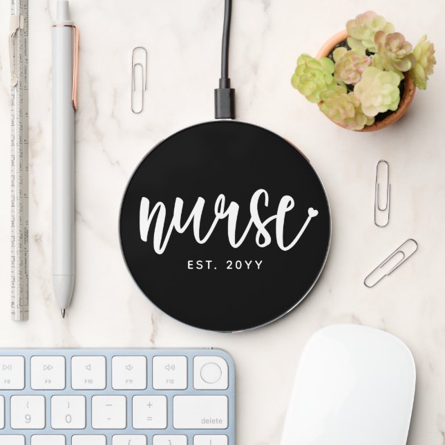 Custom Nurse Est Typography Nurse RN graduation Wireless Charger (Desk)