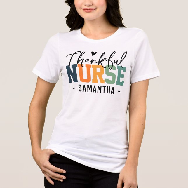 Custom Nurse Gift for Thanksgiving & Christmas Tri-Blend Shirt (Front)