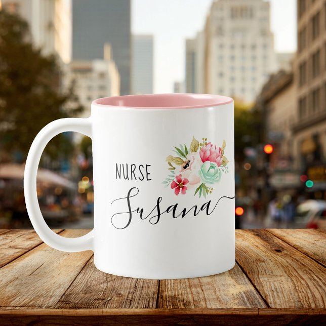 Custom Nurse Grad Nursing School Gift Thank you Two-Tone Coffee Mug (Creator Uploaded)
