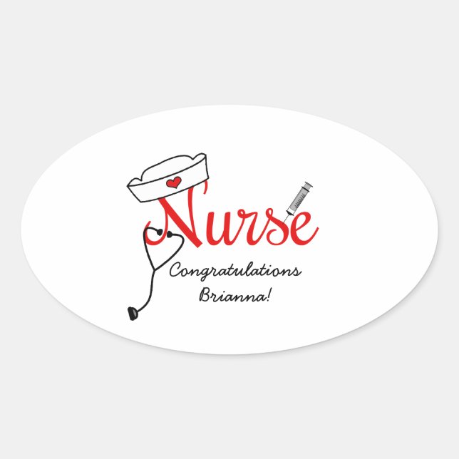 custom Nurse graduation favor stickers RED (Front)