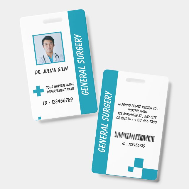 Custom Nurse ID Badge for Healthcare Employees (Front & Back)