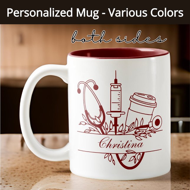 Custom Nurse Mug, Congrats Grad Student Nurse Gift Two-Tone Coffee Mug (nurse grad mug, nurse friend gift, nurse practitioner mug, registered nurse gift, nurse school gift)