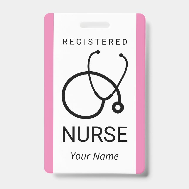 Custom nurse name badge with stethoscope image (Front)