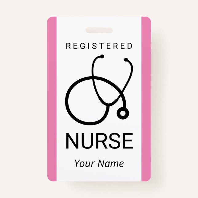 Custom nurse name badge with stethoscope image (Front)