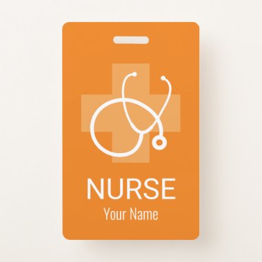 Custom nurse name badge with stethoscope logo