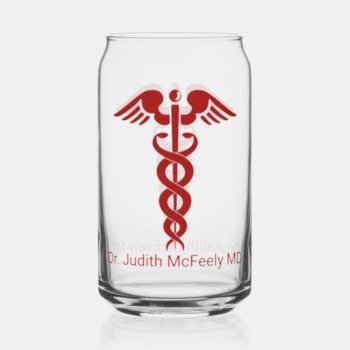 Custom Nurse Or Doctor Caduceus Can Glass by JerryLambert at Zazzle