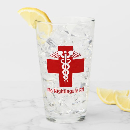 Custom Nurse or Doctor Caduceus Cross Glass