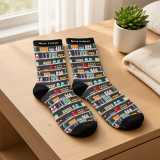 Custom Nurse Pharmacy Shelves Name Socks