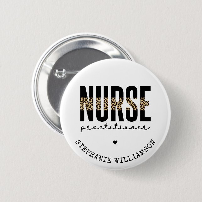 Custom Nurse Practitioner NP cheetah Graduation Button (Front & Back)