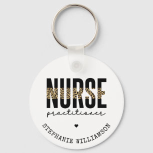 Custom Nurse Practitioner NP cheetah Graduation Keychain