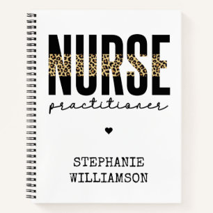 Custom Nurse Practitioner NP cheetah Graduation Notebook