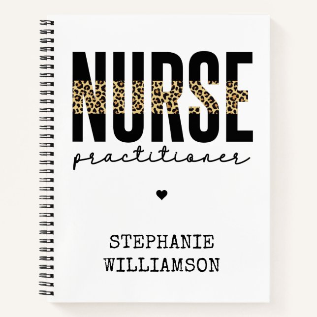 Custom Nurse Practitioner NP cheetah Graduation Notebook (Front)