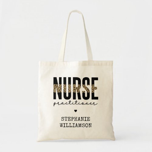 Custom Nurse Practitioner NP cheetah Graduation Tote Bag