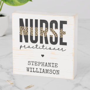 Custom Nurse Practitioner NP cheetah Graduation Wooden Box Sign