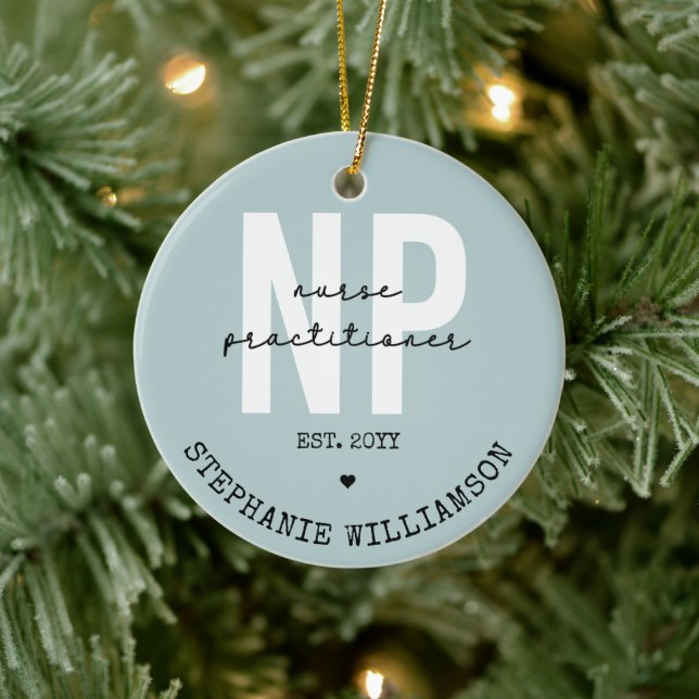 Custom Nurse Practitioner NP Graduation Gift Ceramic Ornament (Tree)