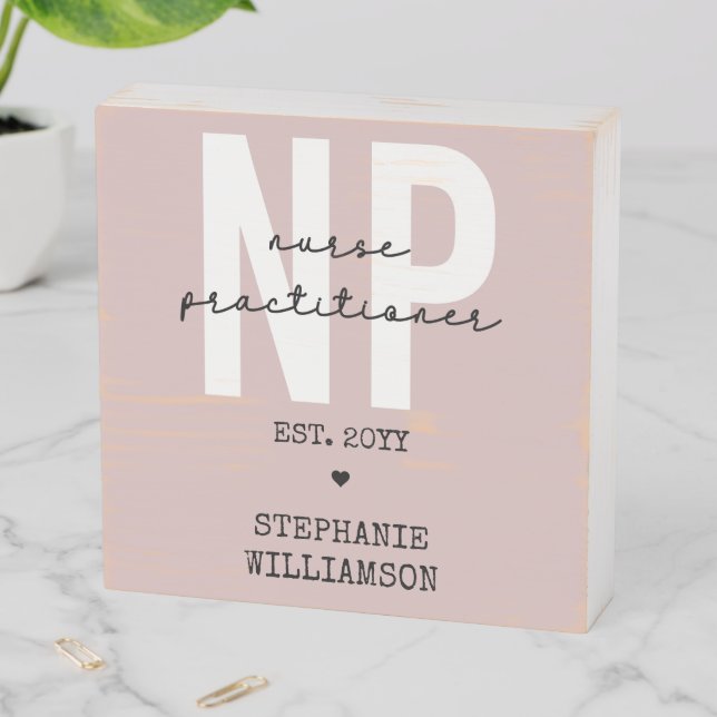 Custom Nurse Practitioner NP Graduation Gift Wooden Box Sign (In Situ Horizontal)