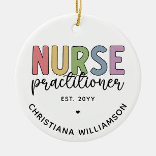 Custom Nurse Practitioner NP Nurse Graduation Ceramic Ornament