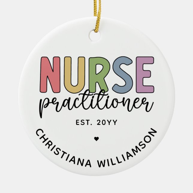 Custom Nurse Practitioner NP Nurse Graduation Ceramic Ornament (Front)