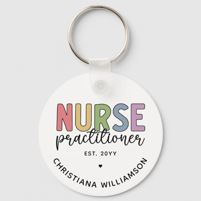 Custom Nurse Practitioner NP Nurse Graduation Keychain (Front)