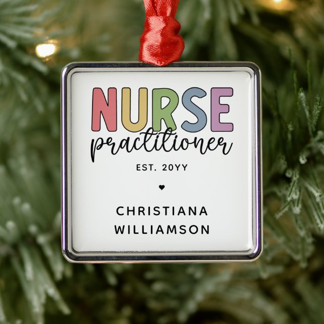 Custom Nurse Practitioner NP Nurse Graduation Metal Ornament (Tree)