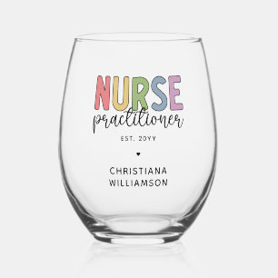 Custom Nurse Practitioner NP Nurse Graduation Stemless Wine Glass