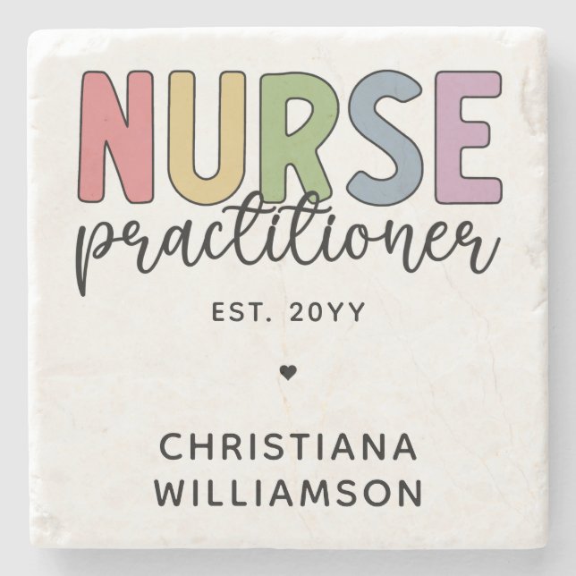 Custom Nurse Practitioner NP Nurse Graduation Stone Coaster (Front)
