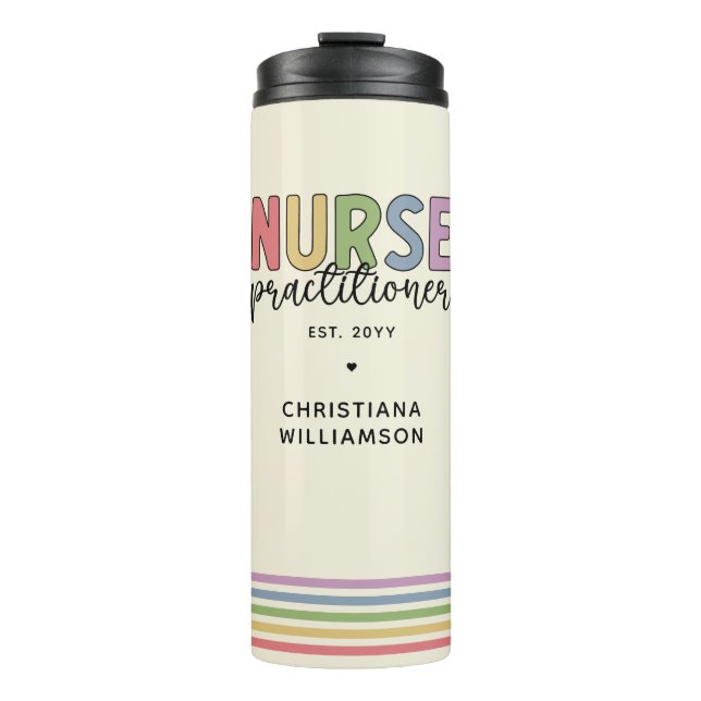 Custom Nurse Practitioner NP Nurse Graduation Thermal Tumbler (Front)