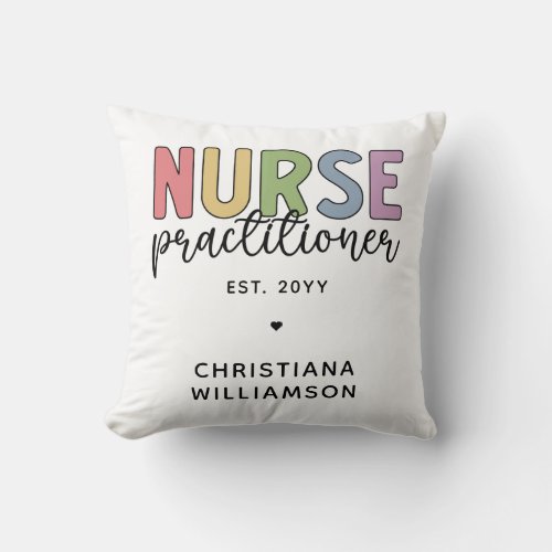 Custom Nurse Practitioner NP Nurse Graduation Throw Pillow